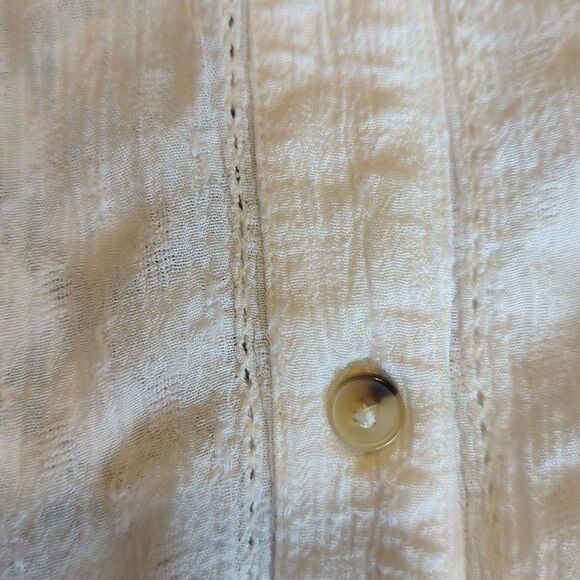 Free People The Best Button Front Blouse Womens XS White Gauze Crochet Boho - Picture 5 of 8